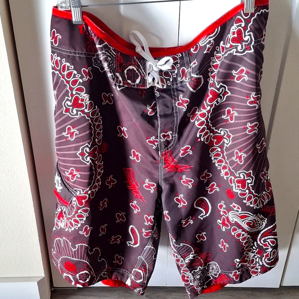 Men's  Billibong Red and Black Board Swim Shorts Sz 40